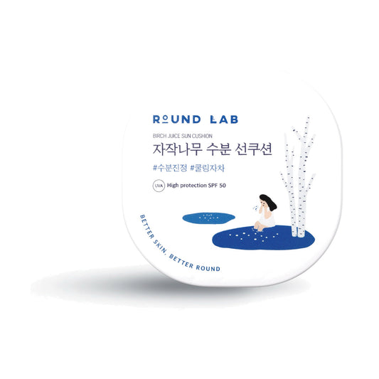 Round Lab Birch Juice Moisturizing Sun Cushion SPF50+ PA++++, saules aizsardzības kušons